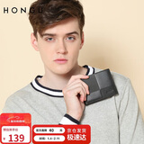 红谷钱包男短款头层牛皮横款钱夹简约潮皮夹子礼盒装 元旦生日礼物