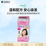 花王（KAO）Blaune倍彩盈遮白染发膏稍深栗色6号80g植物染发进口