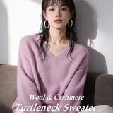 【京东直采】2026新年羊绒羊毛拉绒衫女士百搭打底毛衣无缝针织衫 V领-初荷粉 均码 （90-145斤） 【3-15天发货】