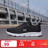 361°运动鞋男秋冬季男鞋网面鞋透气轻便休闲男士跑步鞋耐磨鞋子男 乌黑色/361度白-网面2280 39