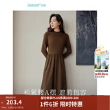 茵曼（INMAN）2025秋冬女装新款灯芯绒连衣裙新品长袖休闲针织礼服中长裙子 咖啡色 L