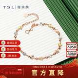 谢瑞麟（TSL）新年礼物18K金玫瑰金手链女幸运花彩金手链手饰送女友AE118 定价类 16+3cm