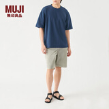 MUJI男式棉弹力斜纹短裤男士裤子休闲裤运动裤男生款AED91C3S