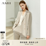 AMII女装2025职业西服套装女夏季新款休闲外套时尚西装两件套 卡其(西装) S (155)