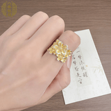 足银9999描金梅花活口戒指新中式国潮精致百搭纯银指环送女友礼物 描金梅花活口足银戒指  证书+礼盒 约6.2克