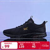 361°361男鞋秋季经典网面透气休闲运动鞋耐磨跑步鞋男 乌黑色/皇冠金 41