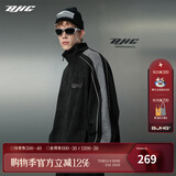 BJHG不计后果秋环保麂皮绒夹克男潮牌反光条撞色拼接休闲宽松运动外套 黑色（尺码偏大，建议拍小一码） L