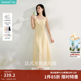 茵曼（INMAN）章若楠同款欧若风法式吊带连衣裙2025夏季新品女装淡鹅黄色裙子 浅黄色 (方领) S