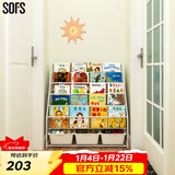 SOFS儿童书架绘本架简易落地宝宝小书柜铁艺幼儿置物架书本玩具收纳架 【推荐】XL码(5+1)层 3盒