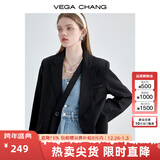 VEGA CHANG小西装女2026年春季新款法式小众宽松显瘦女士西服外套 黑色 M