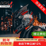HNJ摩托车头盔男女全盔新3C国标认证四季通用越野机车A1夏季头盔 黑红脉冲（白片)+黑镜片+黑角 均码