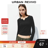 UR2026春季新款女装时尚休闲简约基础修身长袖T恤UYB450010 黑色 L