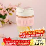 乐扣乐扣（LOCK&LOCK）咖啡杯耐热玻璃水杯子男女学生便携式双饮吸管杯随手杯500ML粉色