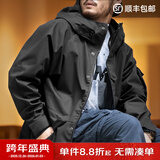 马登工装  美式休闲户外运动连帽机能外套抽绳黑色尼龙风衣男 黑色 XL
