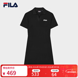 斐乐 斐乐官方女子针织连衣裙时尚修身POLO领短袖裙子 正黑色-BK 2XL (180) 96A