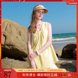 三彩2025夏季新款扭结小衫V领设计感无袖上衣宽松小清新M 柠檬黄 S 155/80A
