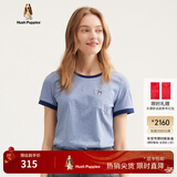 暇步士（Hush Puppies）女装夏季纯棉条纹圆领短袖T恤 368蓝白 S