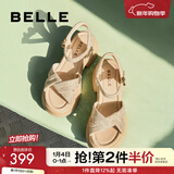 百丽（Belle）满钻条带繁星休闲凉鞋女商场款厚底凉鞋A9S2DBL4 杏色 35 (225mm)