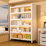 唐辑家用钢制书柜落地多层带门防尘书架置物架收纳储物柜六层长120