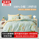 恒源祥四件套全棉纯棉100床上用品宿舍床单被套春夏床品套件多款可选 【40S全棉+AB双版】韵味 1.8m 床单款 被套220*240cm 四件套