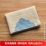 容山堂和幸棉麻茶布茶巾吸水加厚养壶巾干泡茶席桌旗茶具配件布垫茶水巾 四层祥云棉麻茶巾-杏原