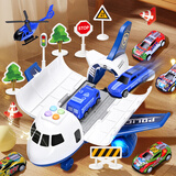赫思大飞机玩具儿童玩具男孩车男童益2小孩智两宝宝一1-3-6岁生日礼物 大号飞机【配22辆小车+11路标】