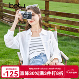 百图betu女装秋季新款衬衫百搭薄款口袋设计长袖衬衫女2307T44 白色 XS