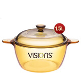 康宁（VISIONS）1.5L汤锅奶锅耐高温玻璃锅炖锅煮锅火锅 VS15晶彩锅 18cm