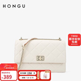 红谷包包女包新款潮牛皮单肩包斜挎包高级感斜跨包新年礼物 米白