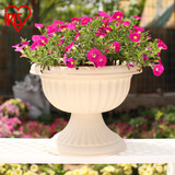 爱丽思（IRIS）浮雕杯型创意大花盆户外庭院家用树脂塑料欧式绣球爱丽丝高脚花盆 30E【浅米色】约4.7L