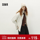 森马（Semir）森柔牛仔|牛仔外套女中长款灯芯绒翻领秋季落肩宽松103524109001