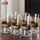 青苹果耐热玻璃观山杯泡茶杯320ml6只 家用水晶玻璃杯 千里江山图观山杯