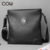 COW单肩包男士商务休闲男包单肩斜挎背包时尚潮流男士包 C-9808 竖款