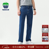 texwood苹果牌牛仔裤男秋冬经典水洗直筒中青年休闲裤轻奢男士裤子 【品牌经典款】中蓝色 34 码 腰围90cm/2.7尺