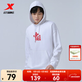 特步（XTEP）钜惠卫衣男女装运动服针织上衣宽松圆领长袖t恤打底衫运动套头衫 珍珠白-0300（情侣款） XL