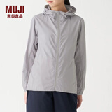 MUJI女式 不易沾水便携 防风夹克 运动服 短外套 BDF02A0S 浅灰色 L
