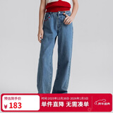 ELLE KIDS新疆棉爱心牛仔裤春季女童大童天然环保亲肤舒适百搭直筒裤