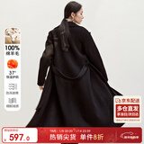 尚都比拉长款100%羊毛大衣女冬季高级感女装收腰显瘦双面呢通勤毛呢外套