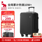 爱华仕行李箱旅行箱20英寸登机箱女大容量拉杆箱男出差密码箱皮箱星空黑