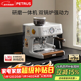 柏翠（ petrus ）意式咖啡机半自动家用奶泡机研磨一体小型双泵牛角手柄PE3899 新年礼物