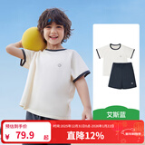 KocotreeKK树2024新款原纱童装运动速干衣儿童t恤男童上衣短袖女童夏装薄 艾斯蓝T恤套装 120