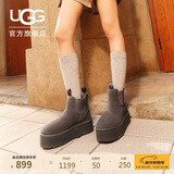 UGG秋季女士舒适厚底雪地靴烟囱时尚切尔西短靴 1134526GREY|灰色 38