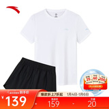 安踏速干套装丨运动短袖短裤两件套女夏季冰丝跑步吸湿透气羽毛球服