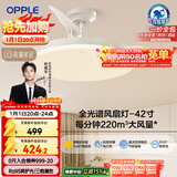 欧普照明（OPPLE）风扇灯吊扇灯遥控LED照明Ra98餐厅卧室吊灯变频低噪包安装 冰风白