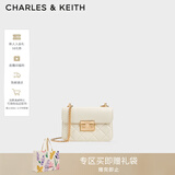 CHARLES&KEITH拼接菱格链条单肩斜挎小方包包女包生日礼物新年礼物CK2-80701360 CK2-80701360Cream奶白色 S