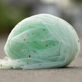 京弗 星空网纱星星纱蕾丝网纱布料拍照道具头纱亮片布网红美甲背景布 青绿金星(1米x1.5米 多件连一起