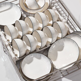 千夜碗家用套装碗盘餐具整套碗具套装陶瓷碗碟套装高颜值碗筷套装 57头【10人】配圆汤碗