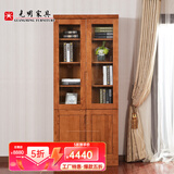 光明家具 实木书柜进口榆木书架现代简约带门书架 63101 两门书柜