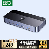 绿联HDMI2.0 KVM切换器4K60Hz视频切屏器二进一出 共享USB打印机键盘鼠标 电脑接电视显示器分屏35765