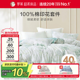 罗莱家纺100%纯棉床上四件套 床单被套双人套件 200*230cm